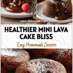A plate of Mini Lava Cakes with molten chocolate centers showing rich Individual Lava Cakes styled like Broma Bakery Lava Cake.